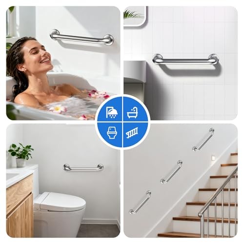 Shower Grab Bar Stainless Steel Bathroom Shower Bath Handle, 2 Pk
