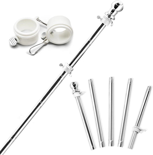 Adjustable Flag Pole Wall Mount Pole Rotating Rings, 6Ft