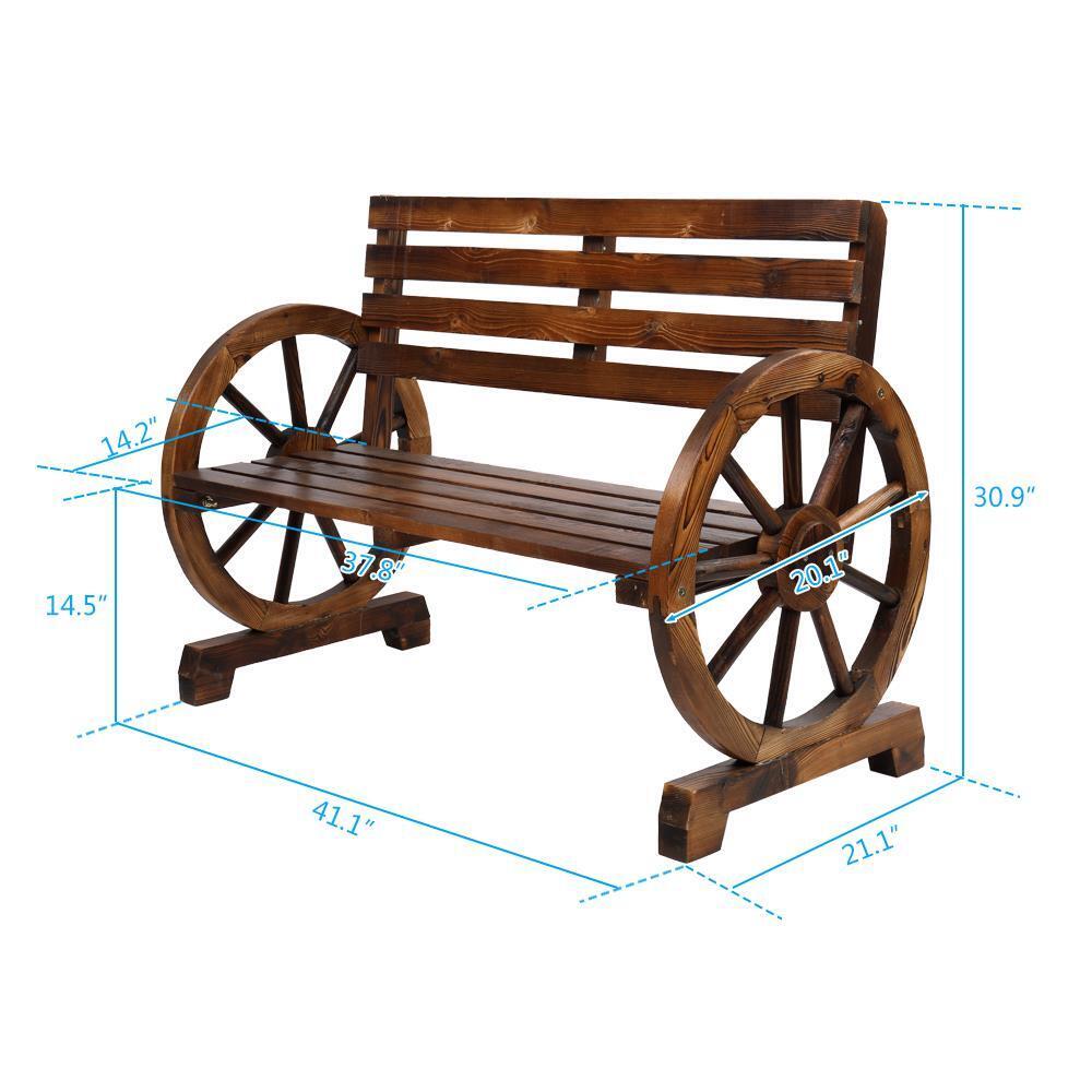 Garden Wagon Bench Wheel Wooden Office Seat Patio Chair Loveseat