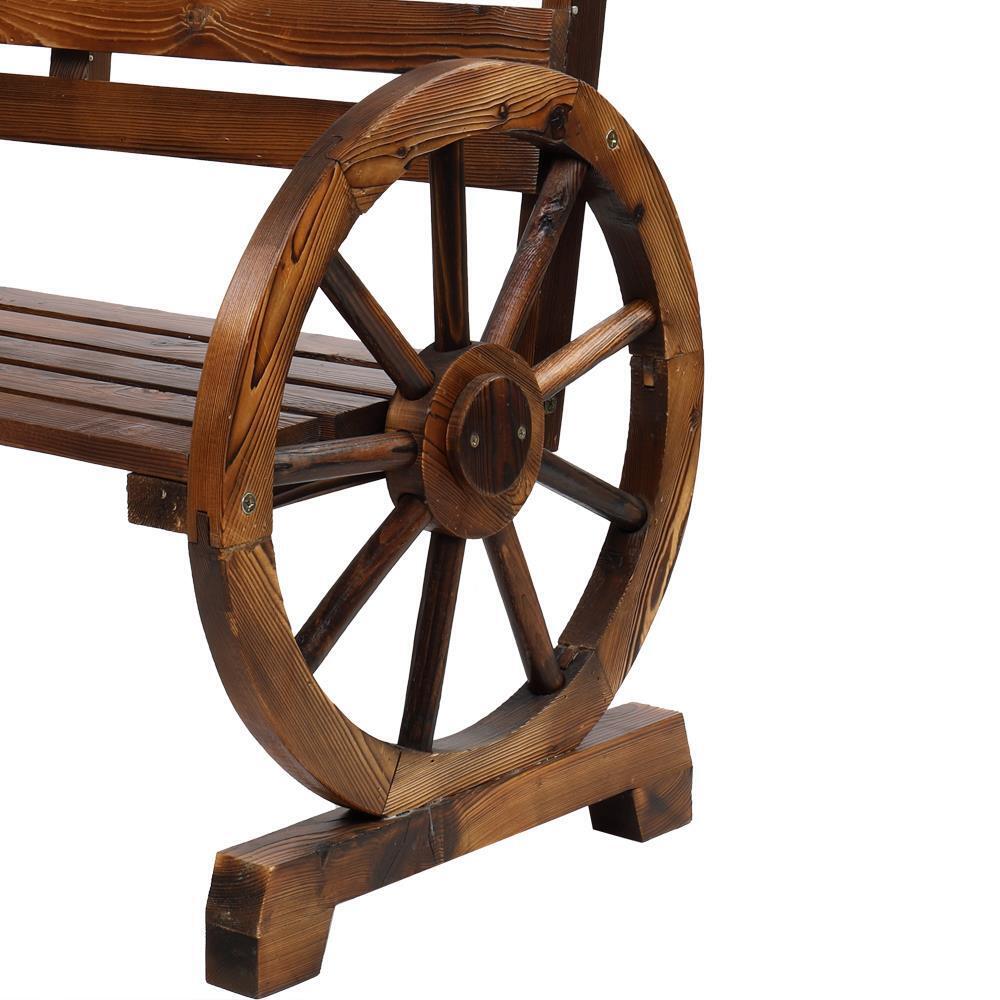 Garden Wagon Bench Wheel Wooden Office Seat Patio Chair Loveseat