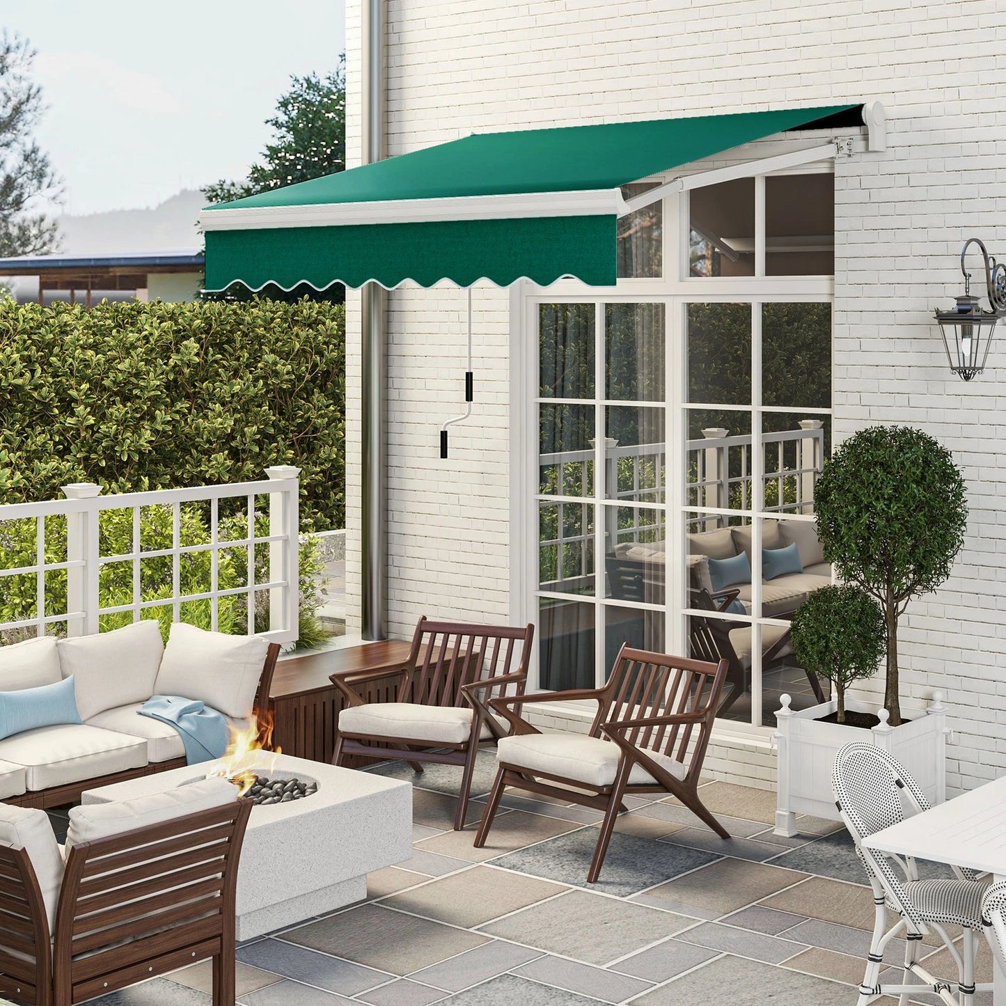 Manual Retractable Awning Sun Shade Shelter Garden Canopy-8x7ft