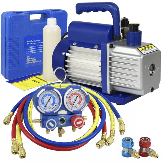 Combo A/C Manifold Gauge Set R134A R410a R22 Air Vacuum Pump