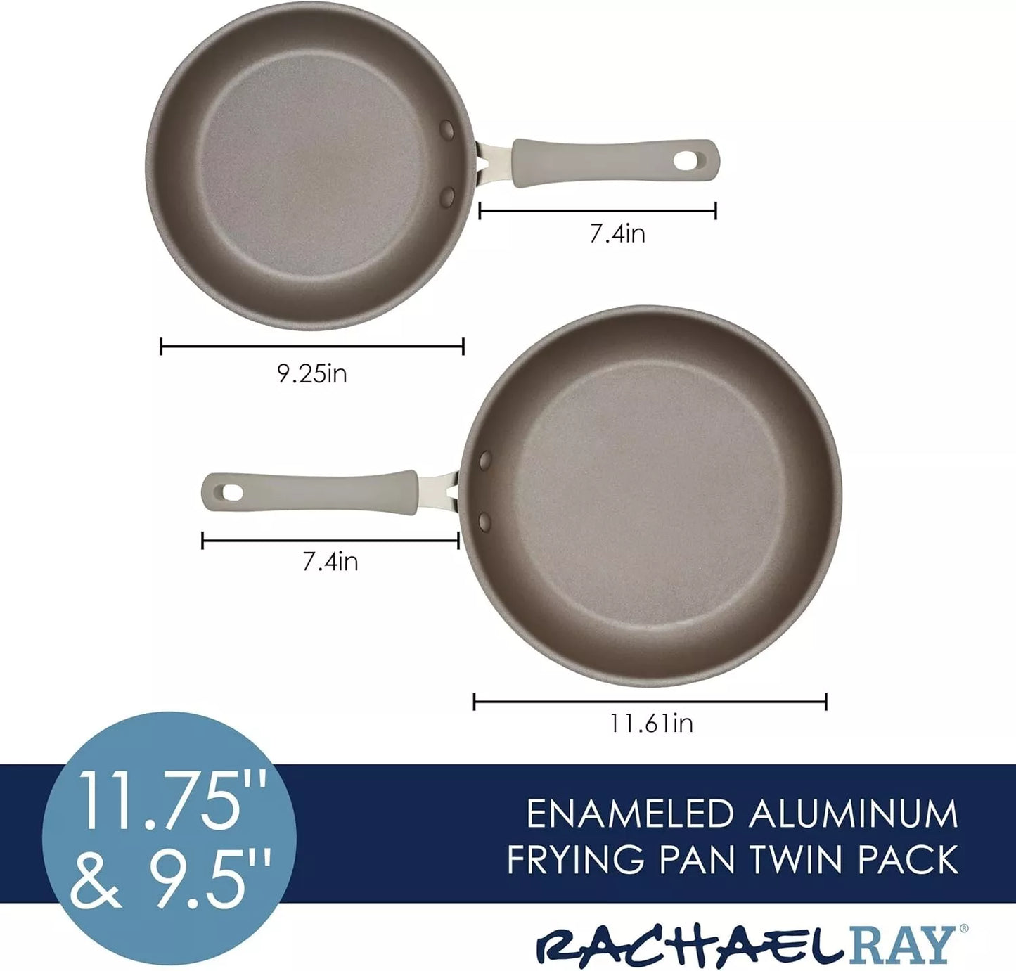Frying Pan Set 2 Piece Nonstick 9.5" & 11.75" Skillet Set, Gray