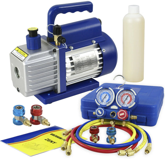 Combo A/C Manifold Gauge Set R134A R410a R22 Air Vacuum Pump