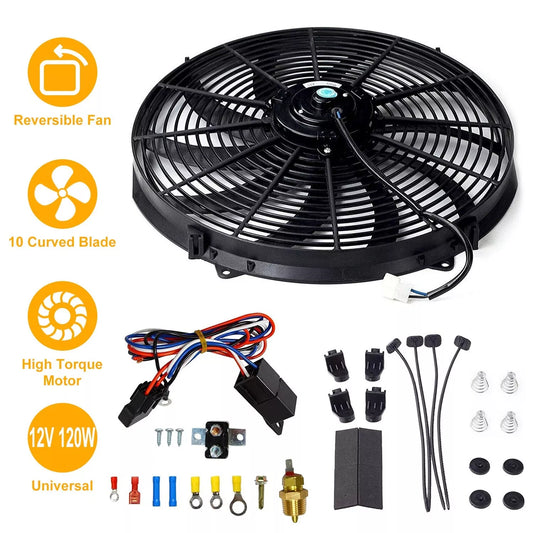 Universal Cooling Fan 12V Electric Radiator 10-Blades 16" Fan