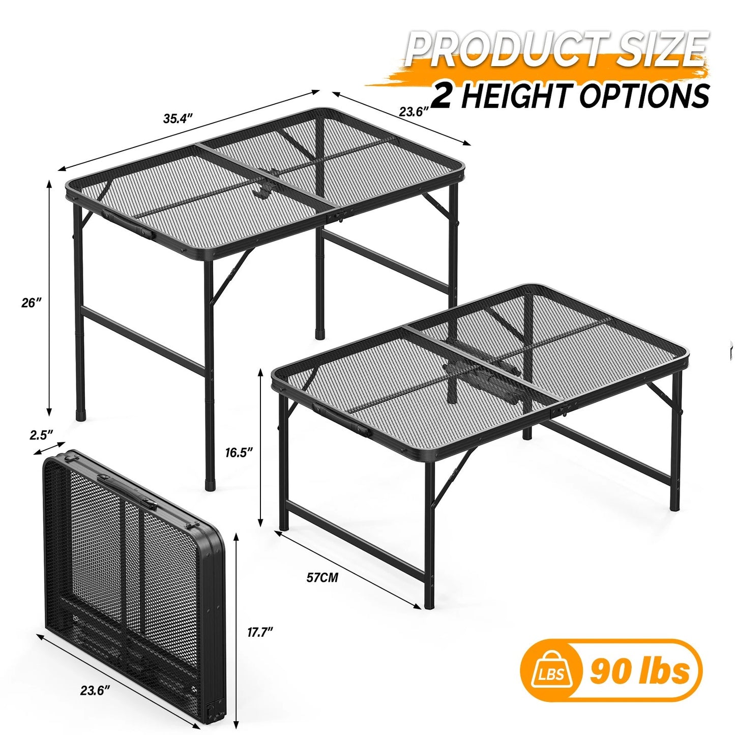 Portable Camping Table Aluminum Folding Grill Mesh Desktop Table