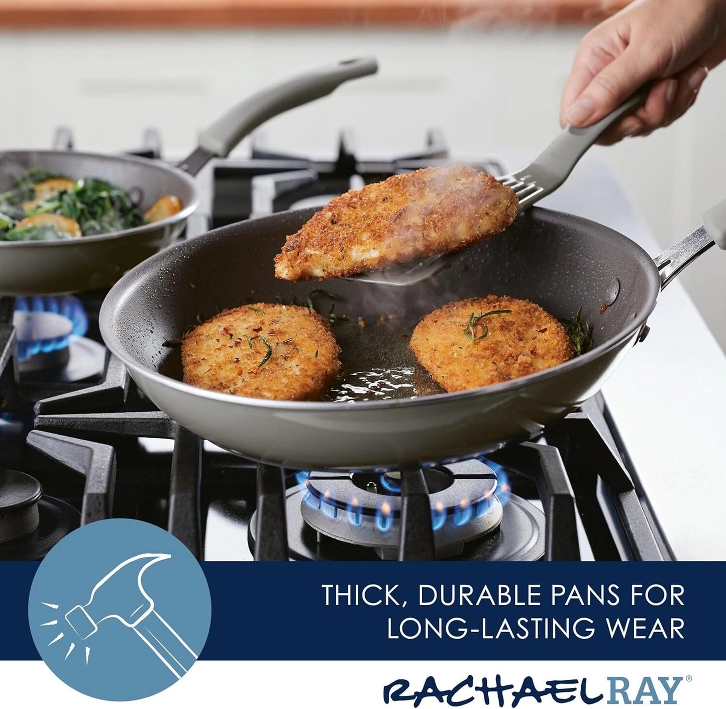 Frying Pan Set 2 Piece Nonstick 9.5" & 11.75" Skillet Set, Gray