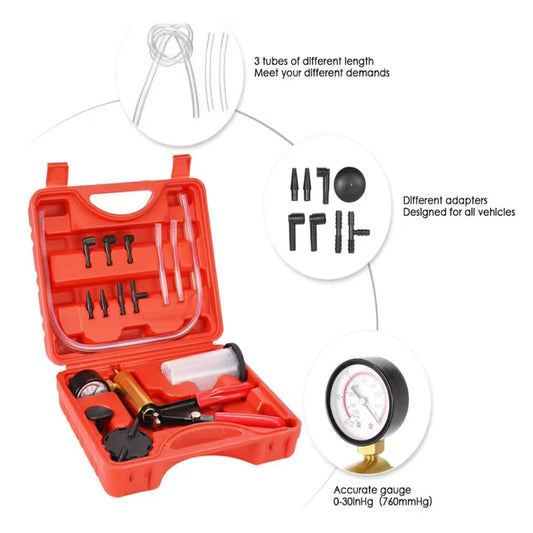 Brake Bleeder Car Motor Vacuum Pump Tester Hand Held Tool Kit Adapters