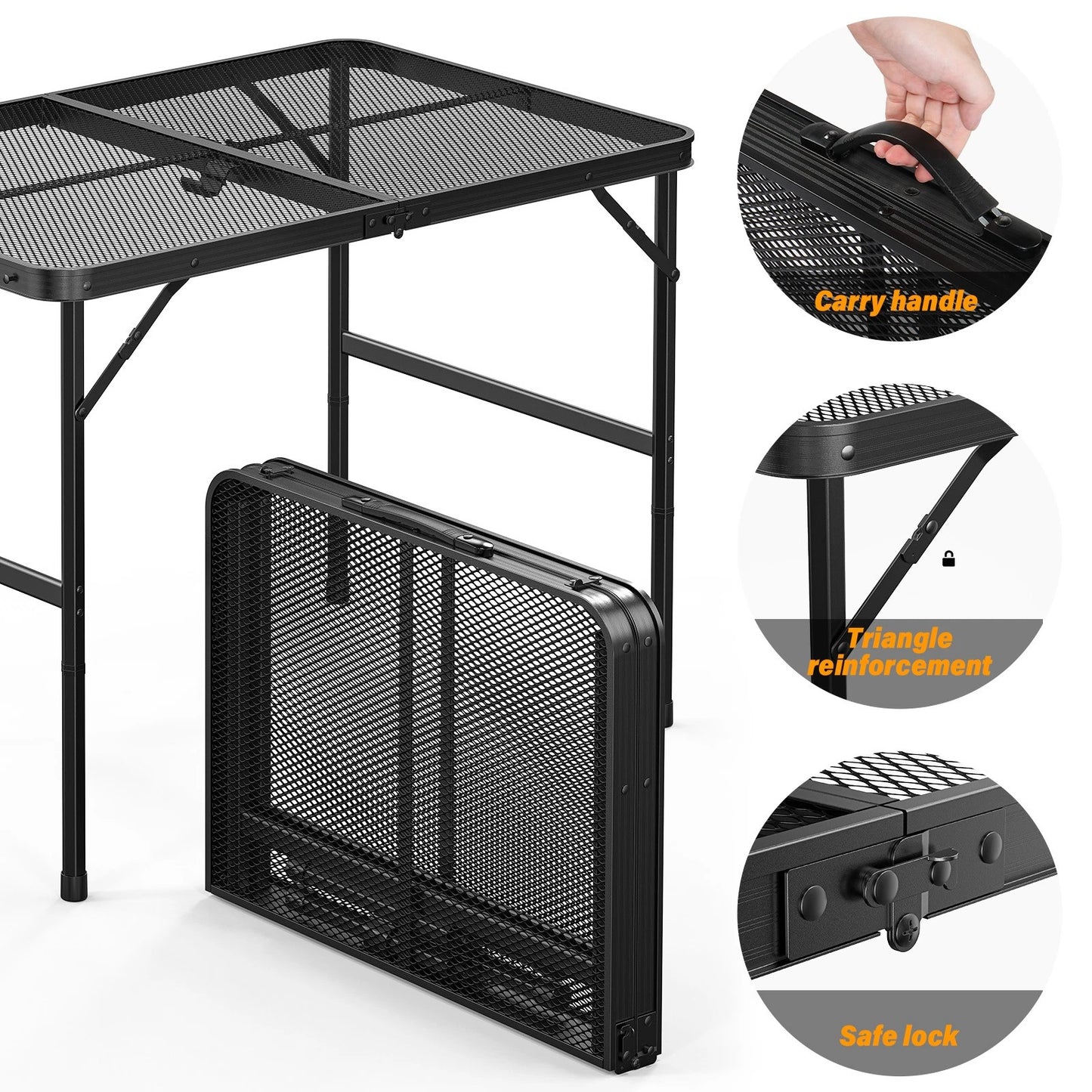Portable Camping Table Aluminum Folding Grill Mesh Desktop Table