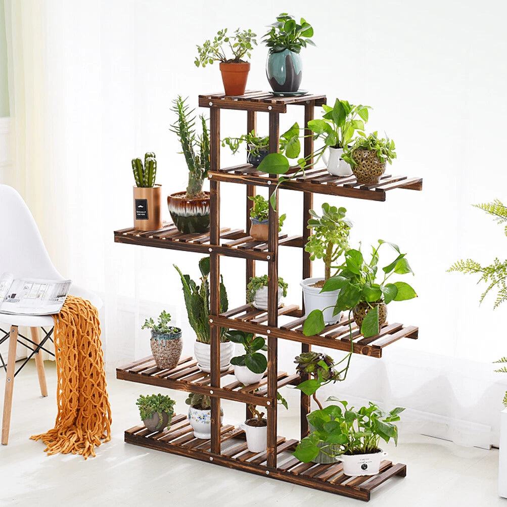 Home Garden Multi Tier Wood Flower Rack Plant Stand Holder Shelf