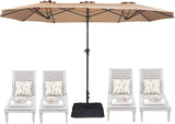 Patio Umbrella W/Base Double Sided Canopy 13FT Umbrella-Beige