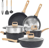 Granite-Coated Cookware Set Nonstick Pans 12 Pcs Sets, Black