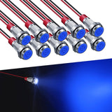 LED Indicator Light 6MM 1/4" Lamp 12-24V LED Light, Blue-10PCS