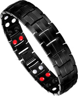 Mens Bracelet Magnetic Titanium Steel 4 Elements Magnets, Black