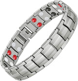 Mens Bracelet Magnetic Titanium Steel 4 Elements Magnets, Silver