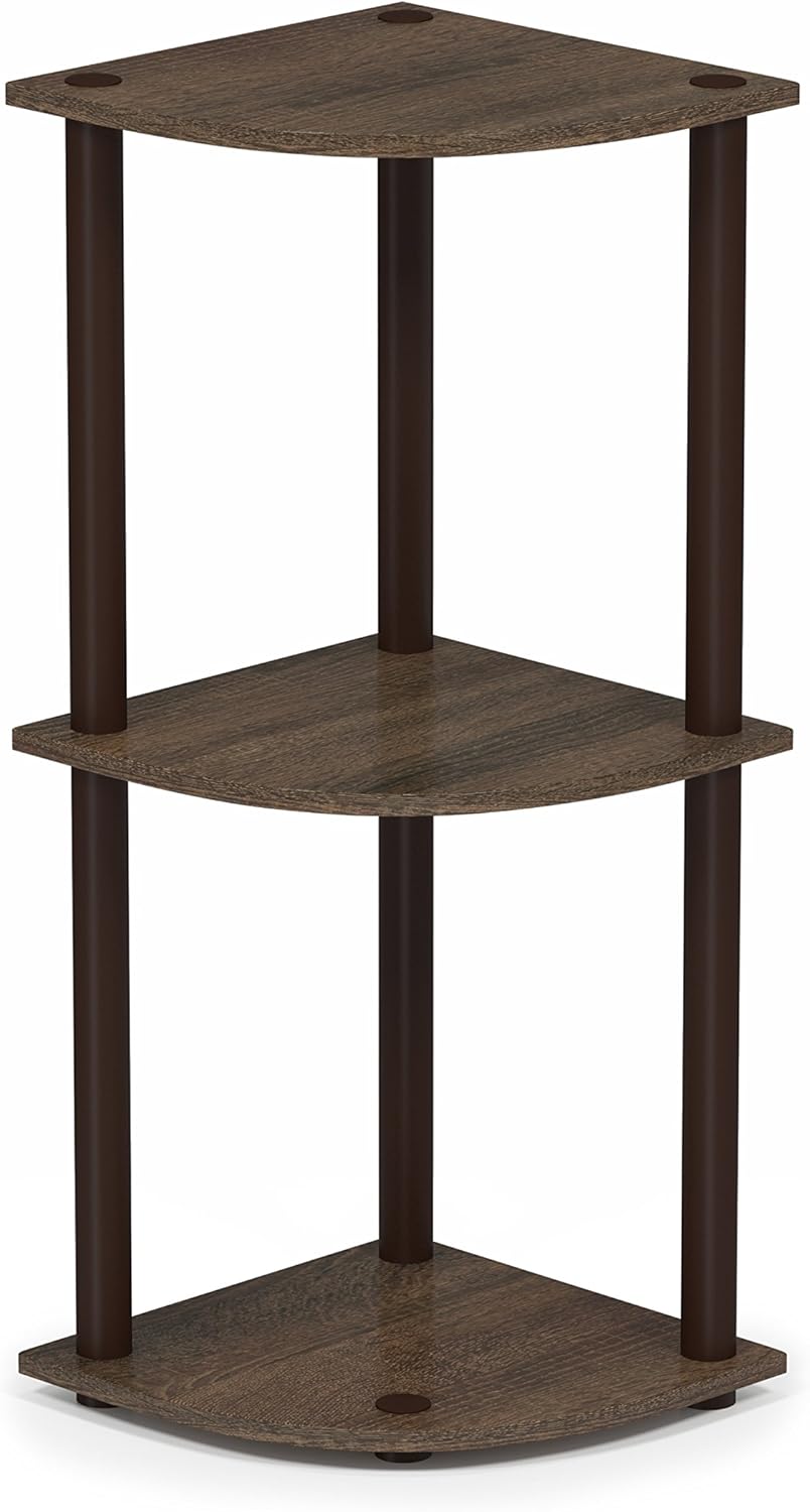 Corner Display Rack 3-Tier Decor Multipurpose Shelving Unit-Brown