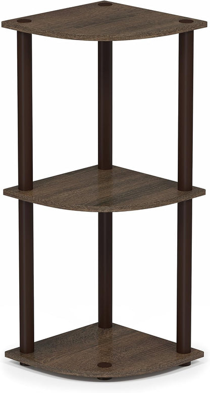 Corner Display Rack 3-Tier Decor Multipurpose Shelving Unit-Brown