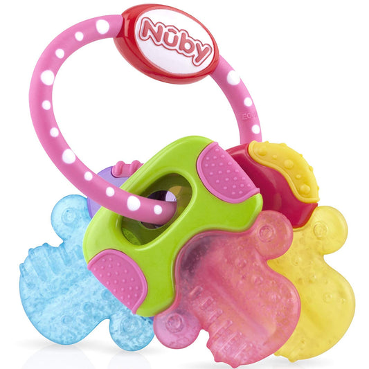 Teether Keys Easy To Hold Silicone Soothing Baby 3M Teether, Pink