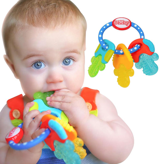 Teether Keys Easy To Hold Silicone Soothing Baby 3M Teether, Blue