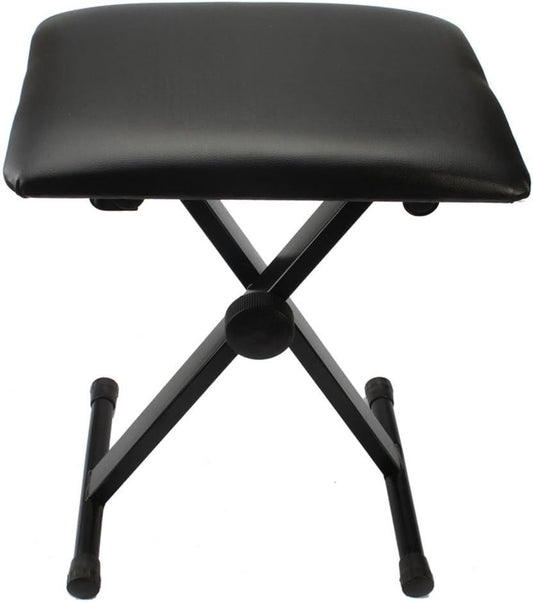 Portable X-Style Stool PU Leather Keyboard Folding Bench, Black