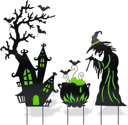Metal Yard Stakes Glow in Dark Halloween Yard Signs Decorations