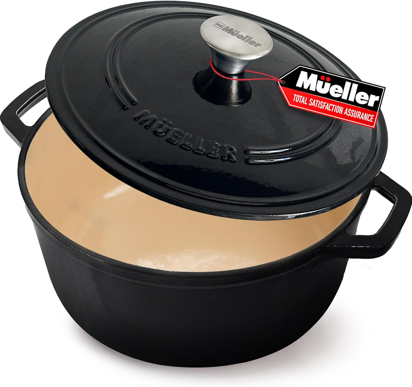 Enameled Cast Iron Dutch Oven Casserole W/Lid, 6 Qt - Black