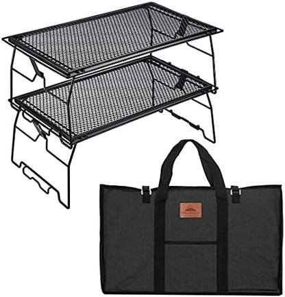 Foldable Campfire Grill Rack Steel Grill W/ Carrying Bag, 2pcs