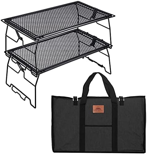 Foldable Campfire Grill Rack Steel Grill W/ Carrying Bag, 2pcs