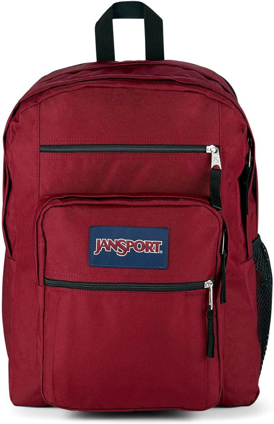 Student Backpack Ergonomic Shoulder Straps, 5-Compartments, Red
