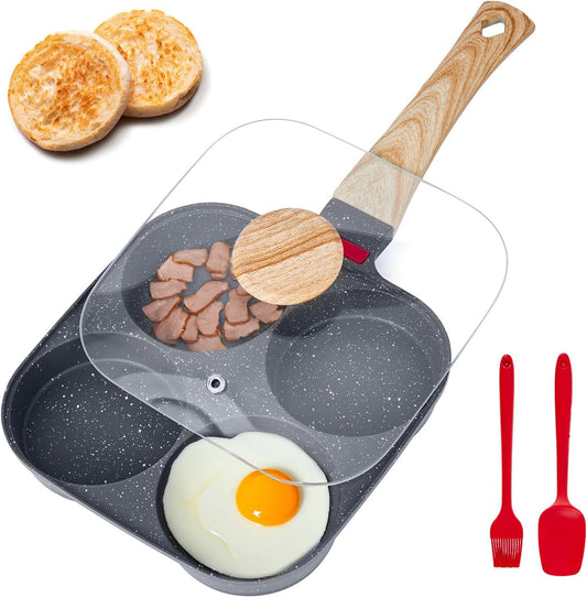 Egg Pan 4-Cup Nonstick Egg Frying Pan Aluminum Skillet Pancakes