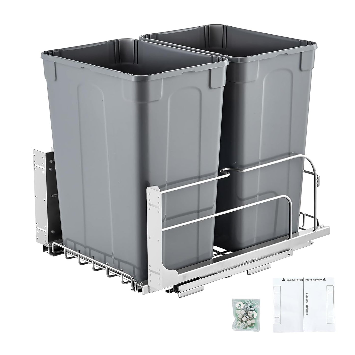 Pullout Trash Can Dual 35Qt Bin With Soft Close Sliding System