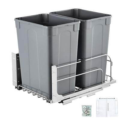 Pullout Trash Can Dual 35Qt Bin With Soft Close Sliding System