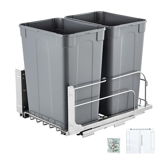 Pullout Trash Can Dual 35Qt Bin With Soft Close Sliding System