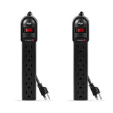 KMC 6-Outlet Surge Protector Power Strip 900 Joules, Set Of 2