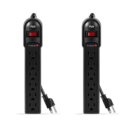 KMC 6-Outlet Surge Protector Power Strip 900 Joules, Set Of 2