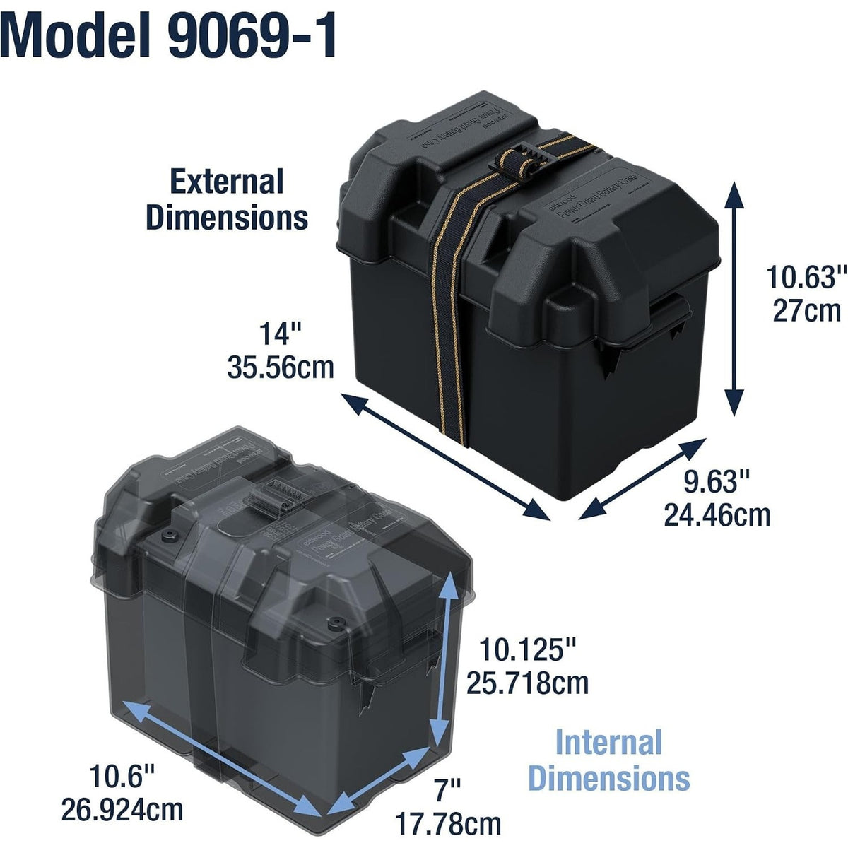 Standard Non-Vented Battery Box Series 24 RV W/Strap Battery Box