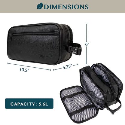Leather Travel Bag Water-Resistant Clip-on Buckles Toiletry Bag