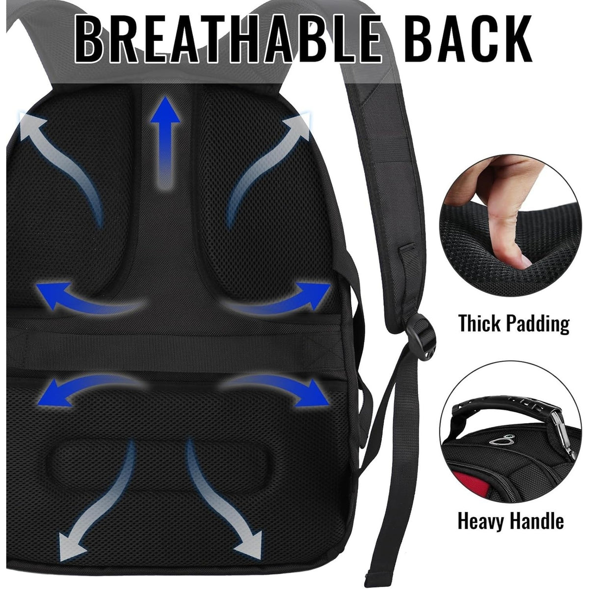 Large Backpack 17" Laptops USB Port Bookbag Work Backpack, Red