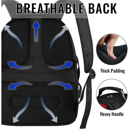 Large Backpack 17" Laptops USB Port Bookbag Work Backpack, Red