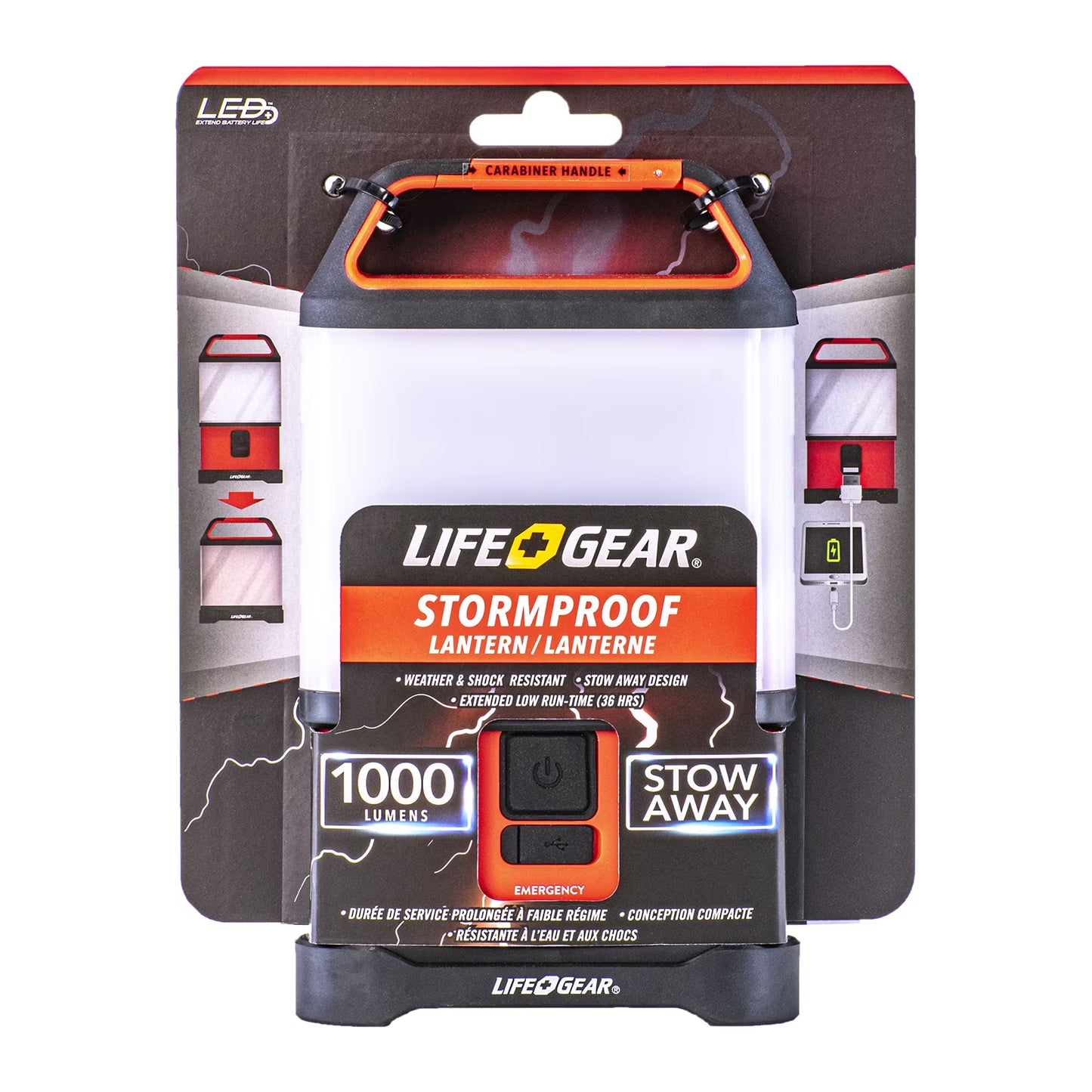 Life Gear Stormproof 500 Lumen Collapsible Lantern Red/Black USB