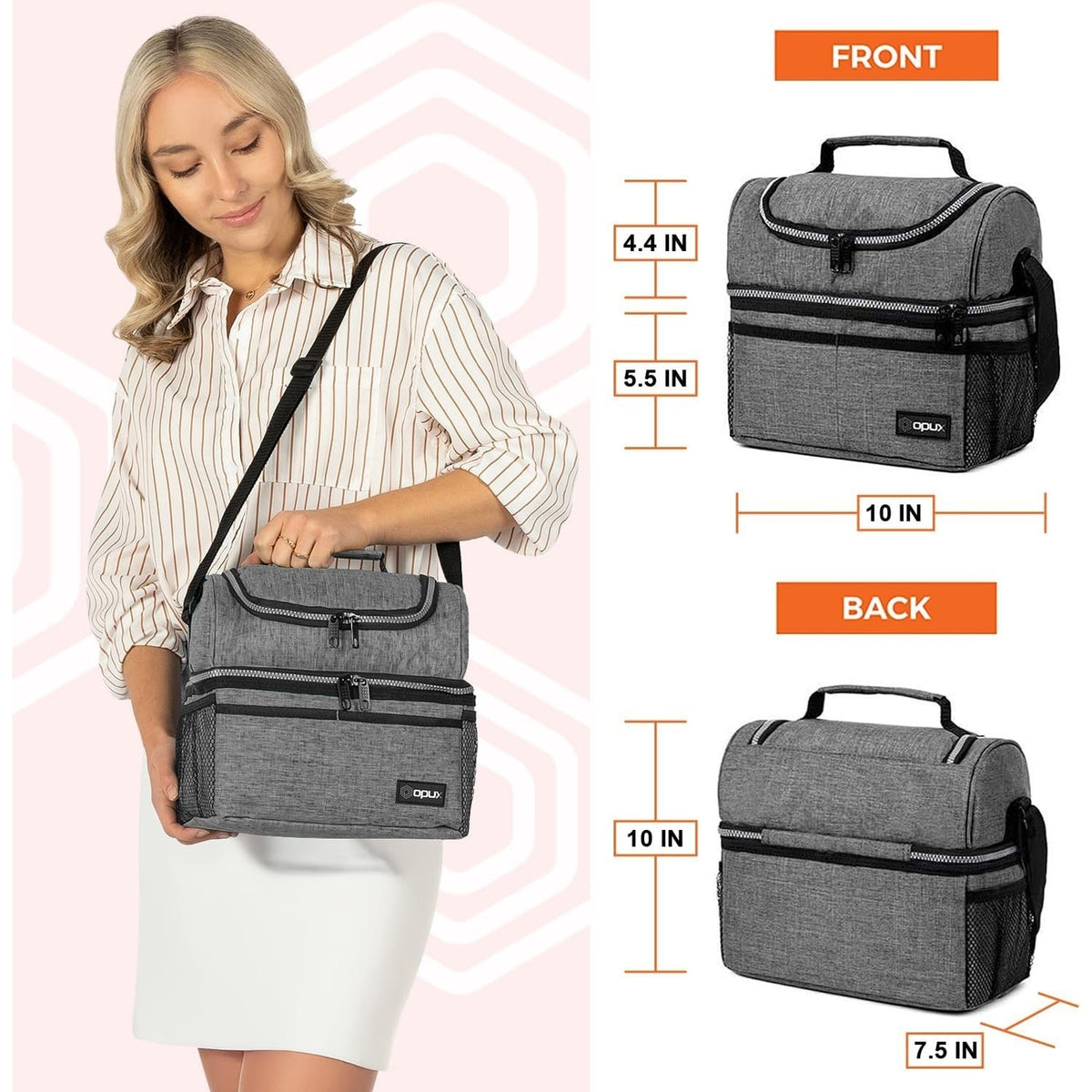 Lunch Box Insulated 10L Dual Compartment Cooler Soft Bag, Gray