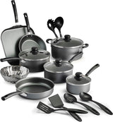 Non-stick Cookware Set Saucepan Utensil Set , 18 Pieces - Gray