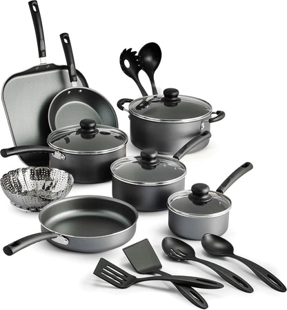 Non-stick Cookware Set Saucepan Utensil Set , 18 Pieces - Gray