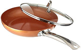Copper Chef Round Fry Pan W/Glass Lid Non-Stick Coating Pan, 10"