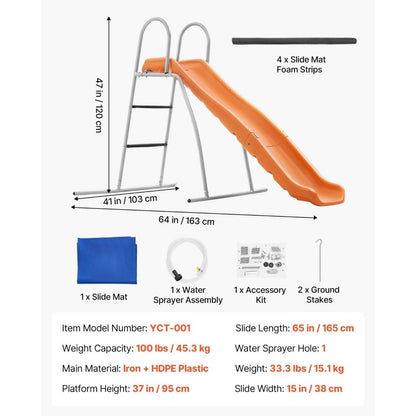 Freestanding Pool Slide W/Sprinkler & Ground Tarp Water Slide