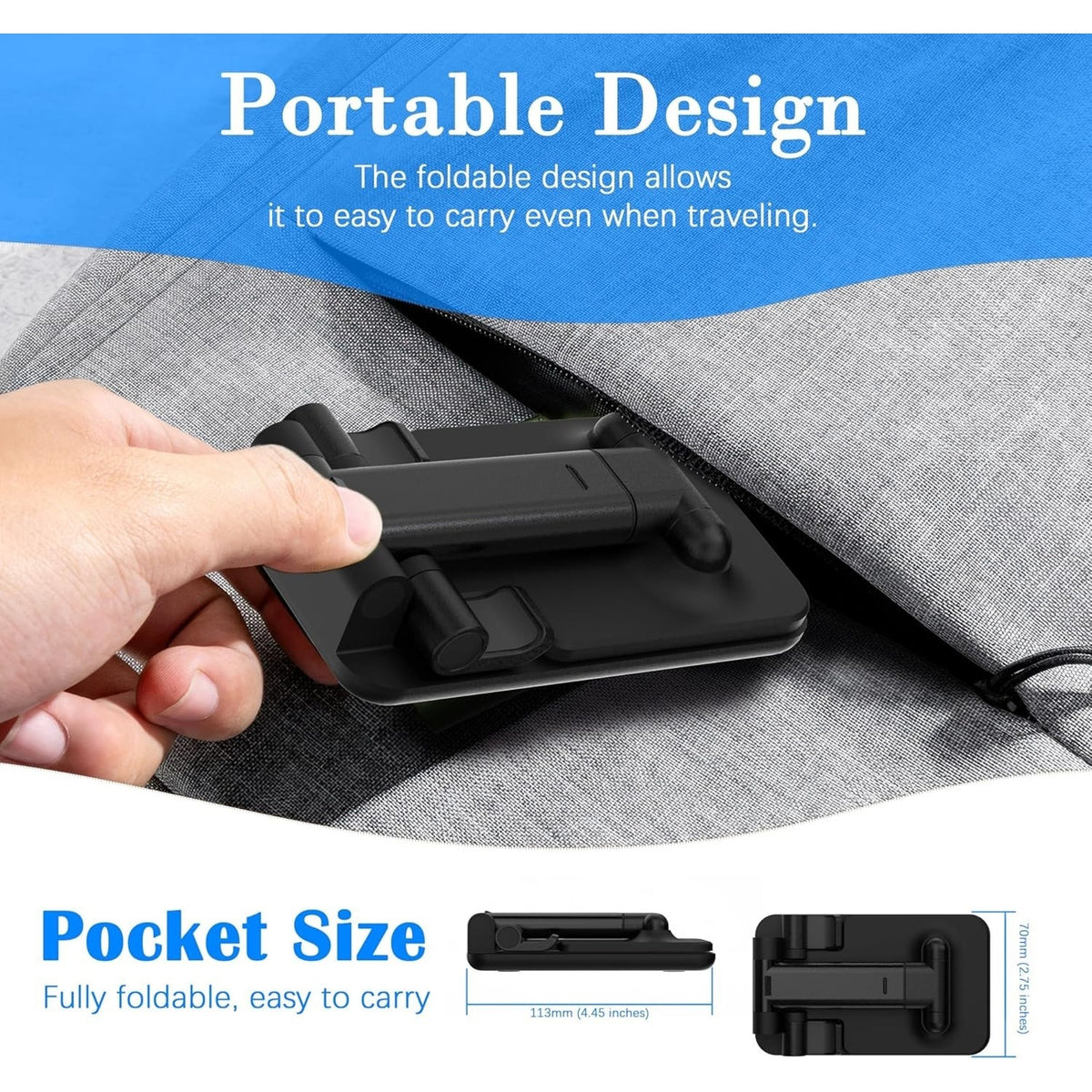 Foldable Stand Phone Tablet Adjustable Height Angle Stand, Black