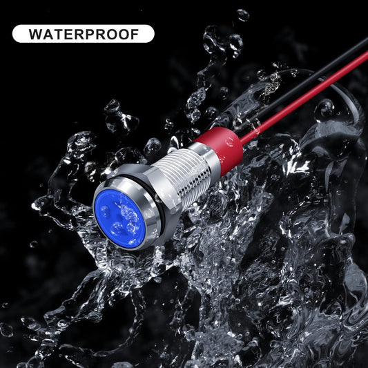 LED Indicator Light 6MM 1/4" Lamp 12-24V LED Light, Blue-10PCS