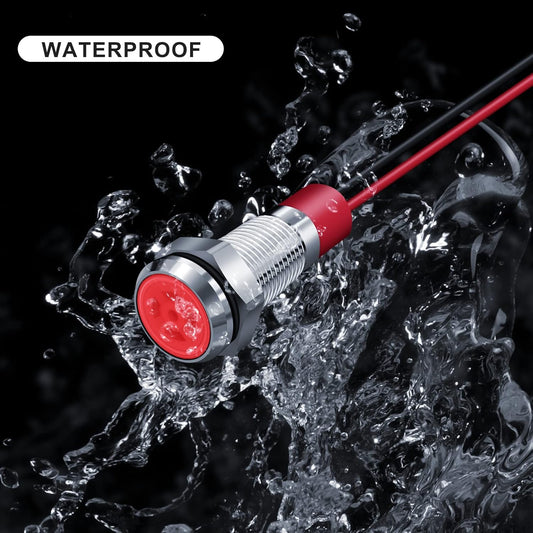 LED Indicator Light 6MM 1/4" Lamp 12-24V LED Light, Red-10PCS