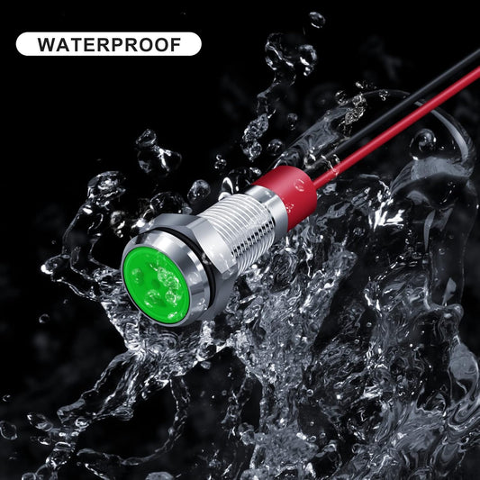 LED Indicator Light 6MM 1/4" Lamp 12-24V LED Light, Green-10PCS