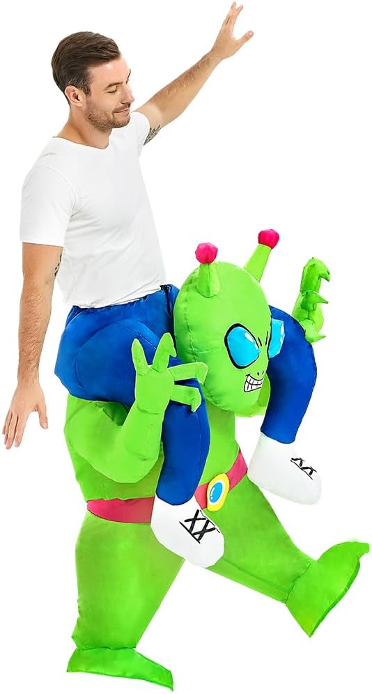 Inflatable Alien Costume Halloween Green Suit Ride On Blow Up